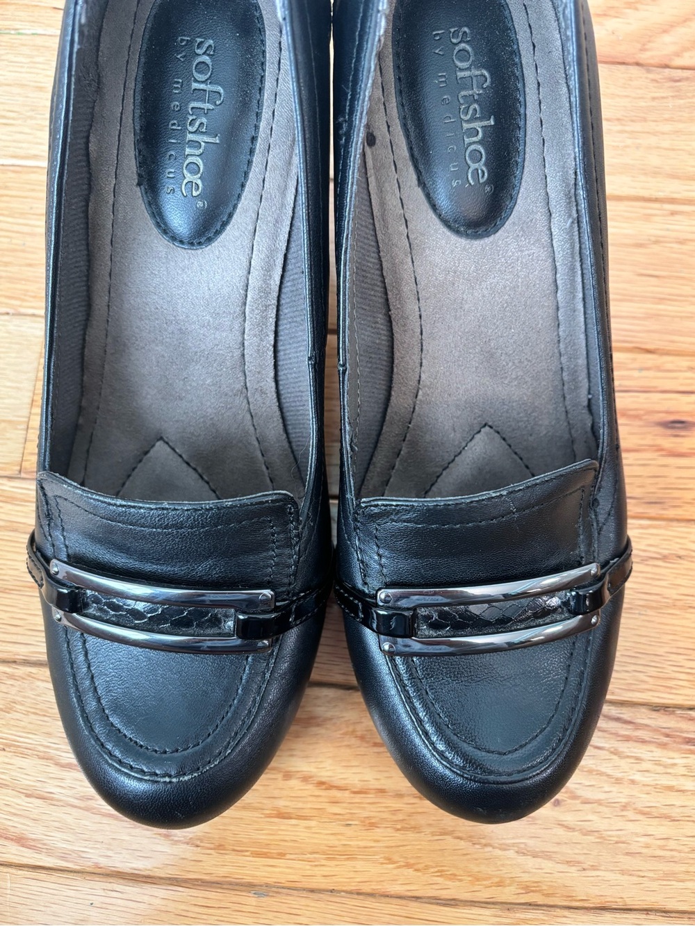 SoftShoe by Medicus Melissa Black Comfort Heels Pumps Women’s 7M Silver Accent - Picture 12 of 13